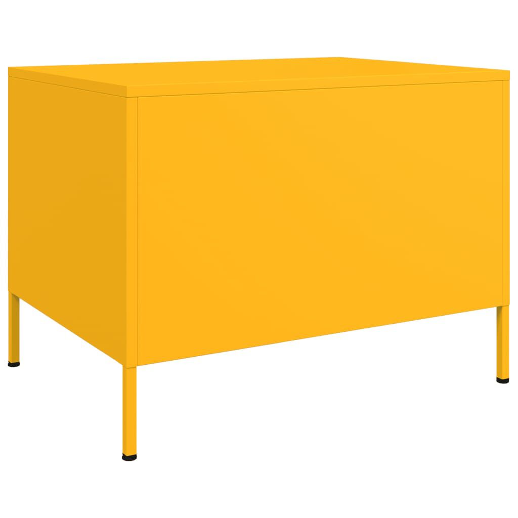 vidaXL Τραπέζι Κήπου Κίτρινο Μουσταρδί 68x50x50,5 εκ. Ατσάλινο