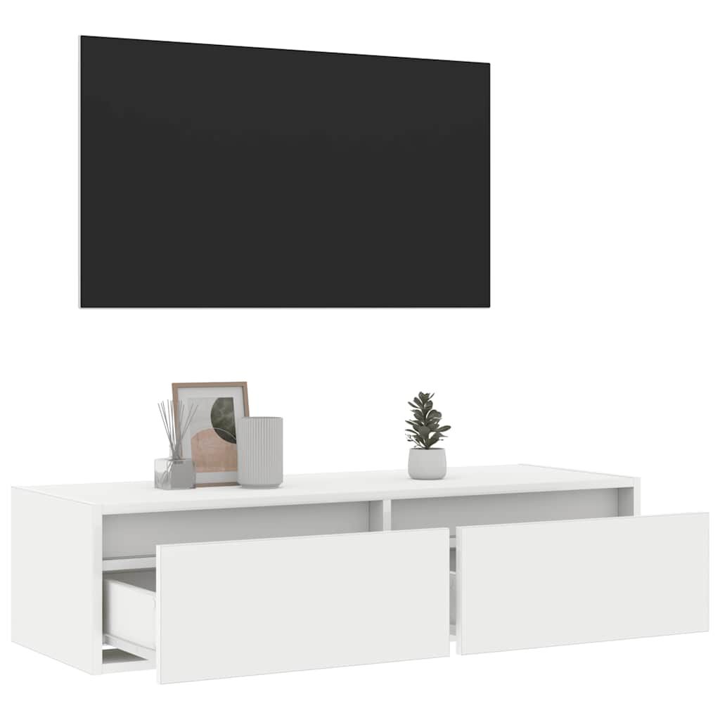vidaXL Έπιπλο Τηλεόρασης με LED Λευκό 100X35,5x25 εκ.