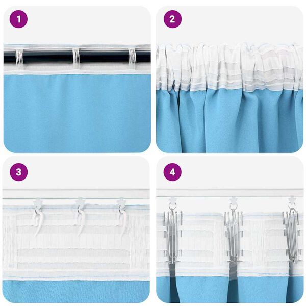 vidaXL Κουρτίνες με κουρτίνες 2 pcs Γαλάζιο Πολυεστέρας