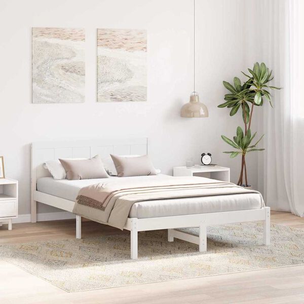 vidaXL Σκελετός Κρεβατιού Λευκό 120 x 200 cm Μασίφ ξύλο πεύκου