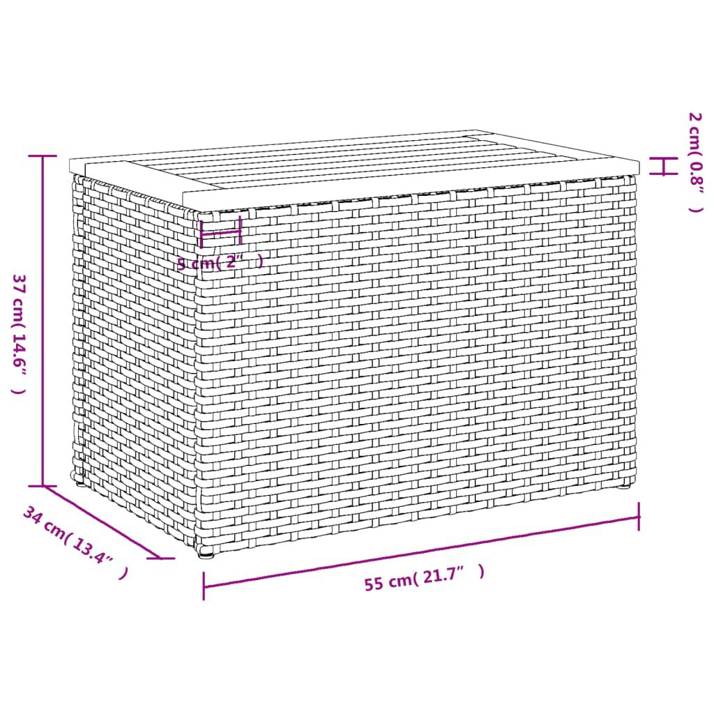 vidaXL Τραπεζάκια Κήπου 2 τεμ. Μαύρα 55x34x37εκ. Συνθ.Ρατάν/Μασίφ Ξύλο