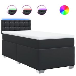 vidaXL Κρεβάτι Boxspring με Στρώμα Μαύρο 100x200εκ.από Συνθετικό Δέρμα