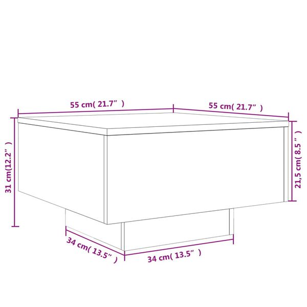 vidaXL Τραπεζάκι Σαλονιού Μαύρο 55x55x31 εκ. από Επεξεργασμένο Ξύλο