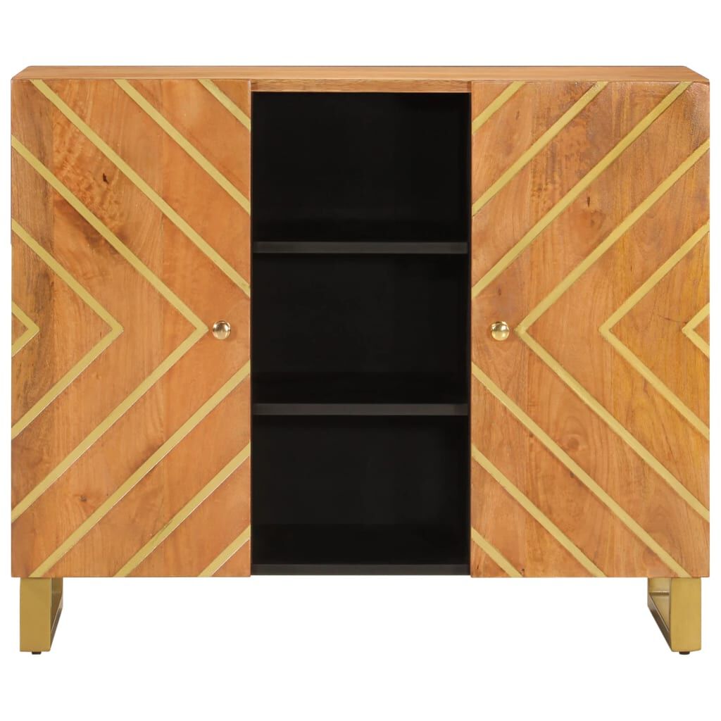 vidaXL Βοηθητικό Έπιπλο Καφέ/Μαύρο 90x33,5x75 εκ. Μασίφ Ξύλο Μάνγκο