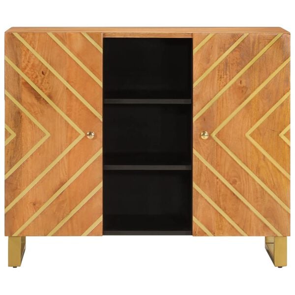 vidaXL Βοηθητικό Έπιπλο Καφέ/Μαύρο 90x33,5x75 εκ. Μασίφ Ξύλο Μάνγκο