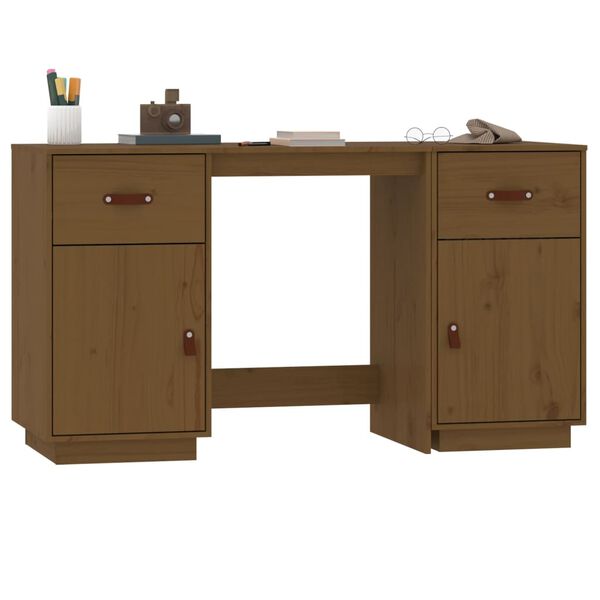 vidaXL Ντουλάπι Γραφείου Καφέ Μελί 135x50x75εκ. από Μασίφ Ξύλο Πεύκου