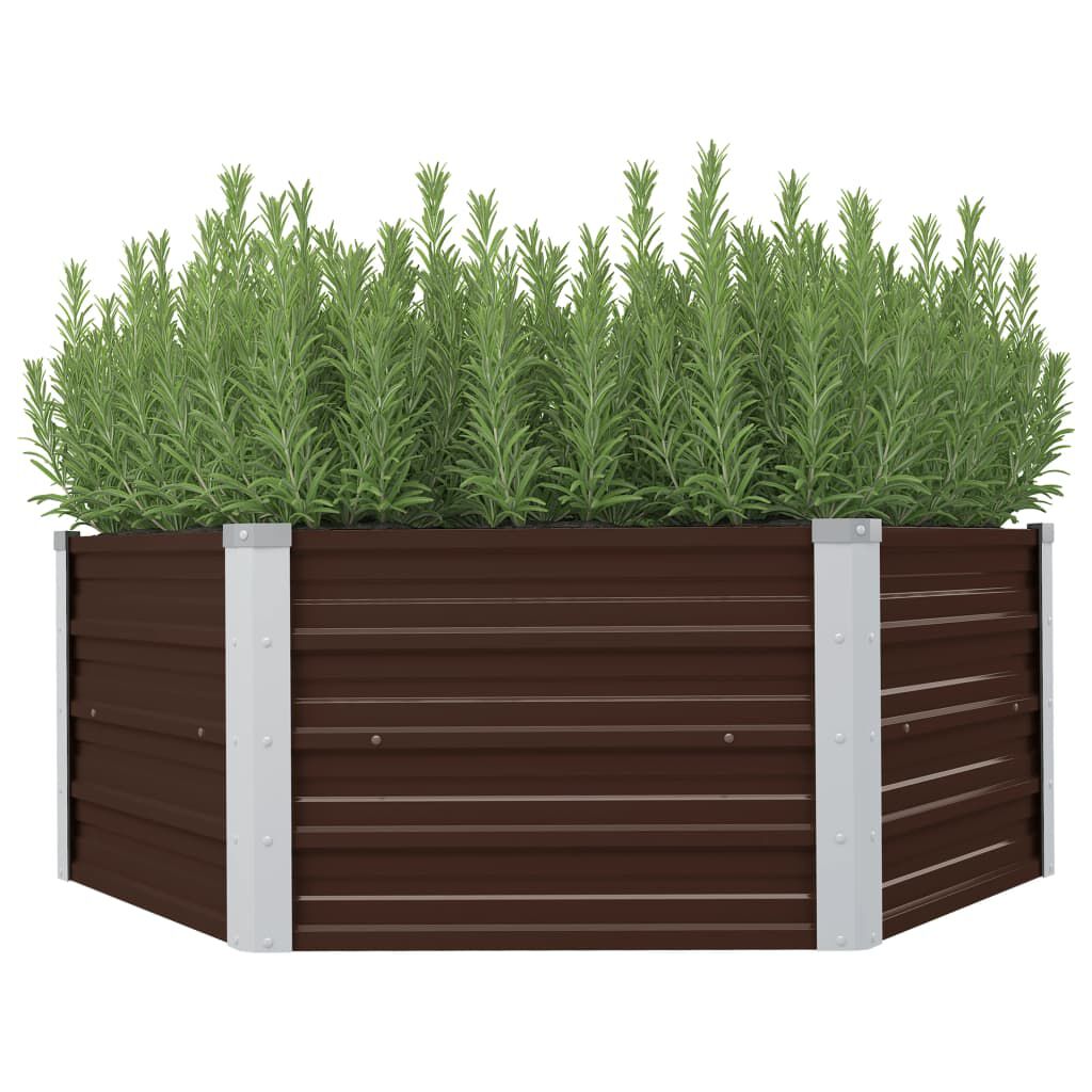 vidaXL Ζαρντινιέρα Ψηλή Καφέ 129 x 129 x 46 εκ. Γαλβανισμένος Χάλυβας