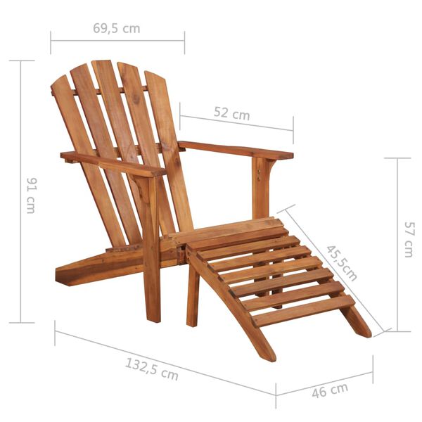 vidaXL Καρέκλα Κήπου Adirondack με Υποπόδιο από Μασίφ Ξύλο Ακακίας