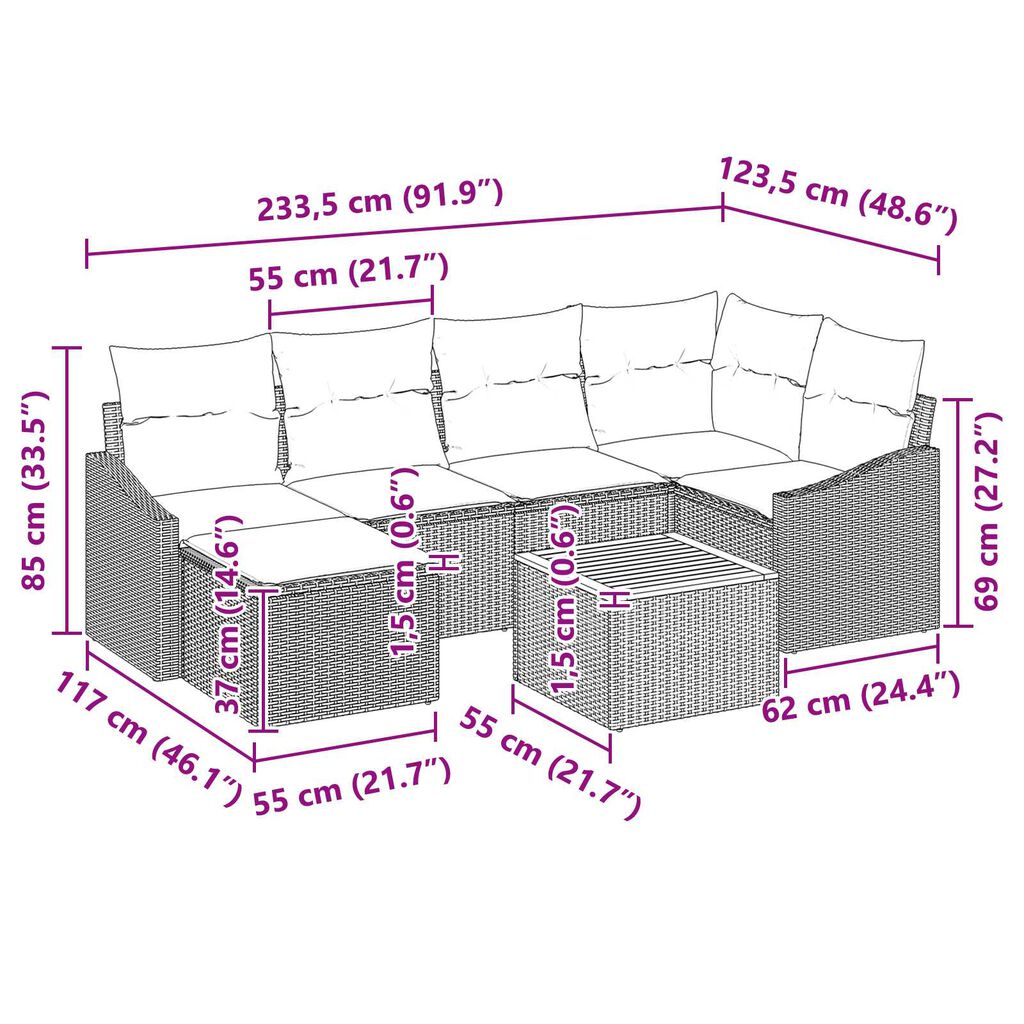 vidaXL Σετ Καναπέ Κήπου 8 pcs Μαύρο και λευκό