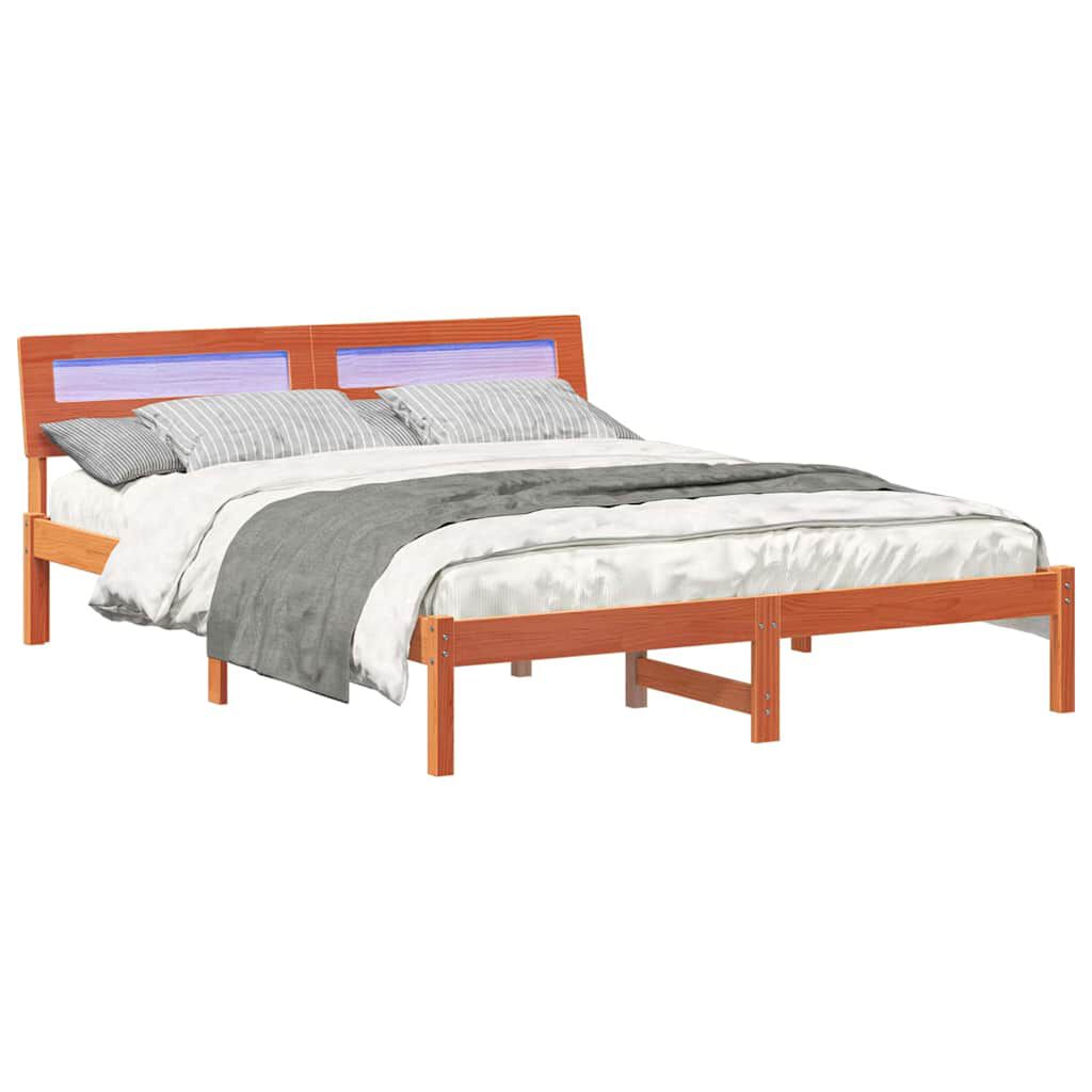 vidaXL Σκελετός Κρεβατιού Καφέ κεριού 150 x 200 cm Μασίφ ξύλο πεύκου
