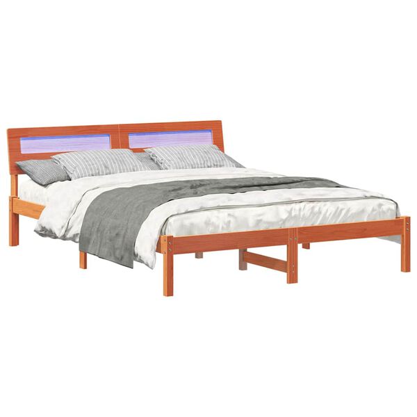vidaXL Σκελετός Κρεβατιού Καφέ κεριού 150 x 200 cm Μασίφ ξύλο πεύκου