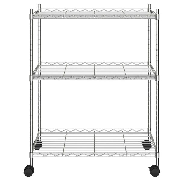 vidaXL Ραφιέρα 3 Επιπέδων με Τροχούς Χρωμέ 60x35x81 εκ. 150 κ.