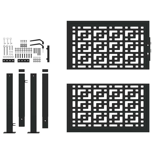 vidaXL Πόρτα Κήπου Μαύρη με Σταυρό από Ατσάλι 100x100 εκ.