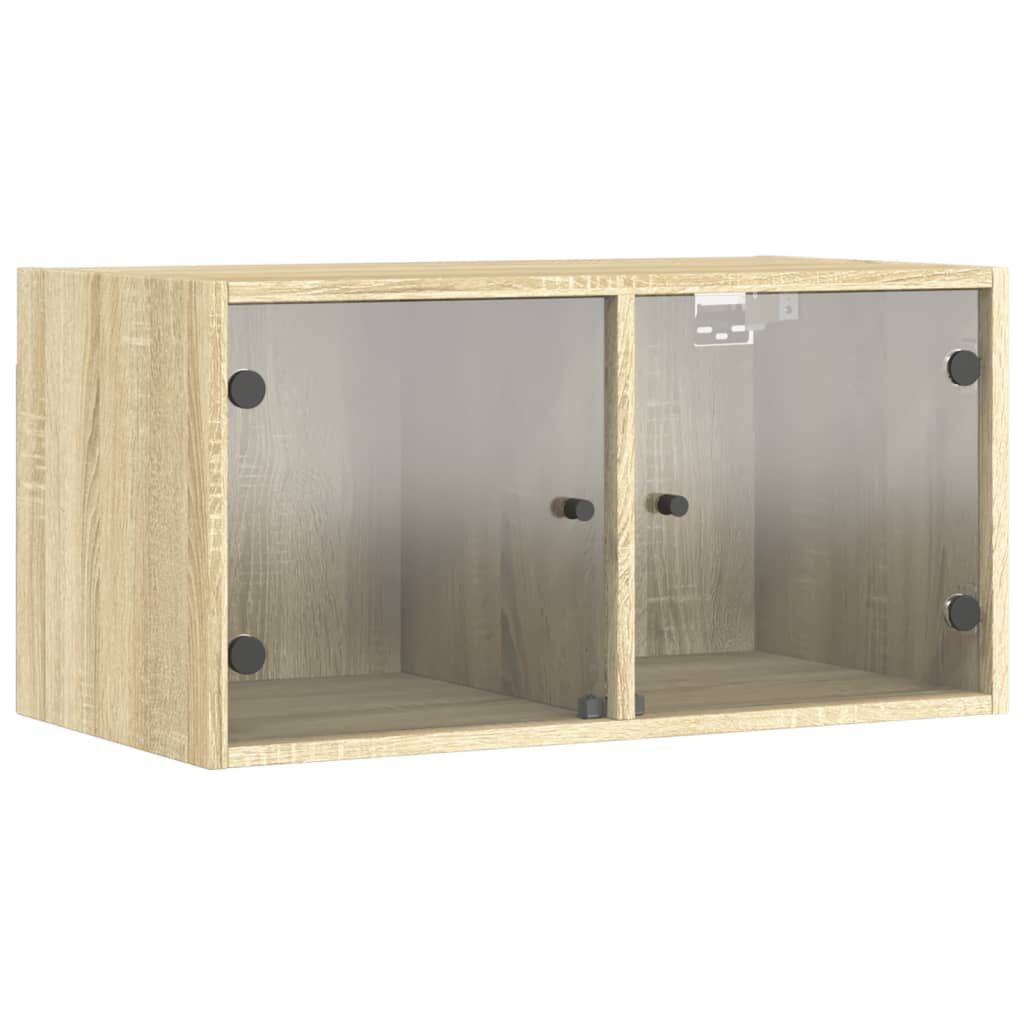 vidaXL Κομοδίνα με Γυάλινες Πόρτες 2 τεμ. Sonoma Δρυς 68,5x37x35 εκ.