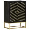 vidaXL Ντουλάπι με 2 Πόρτες Μαύρο/Χρυσό 55x30x75 εκ. Μασίφ Ξύλο Μάνγκο