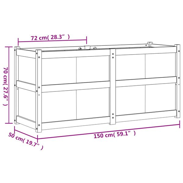 vidaXL Ζαρντινιέρα Καφέ Κεριού 150 x 50 x 70 εκ. από Μασίφ Ξύλο Πεύκου