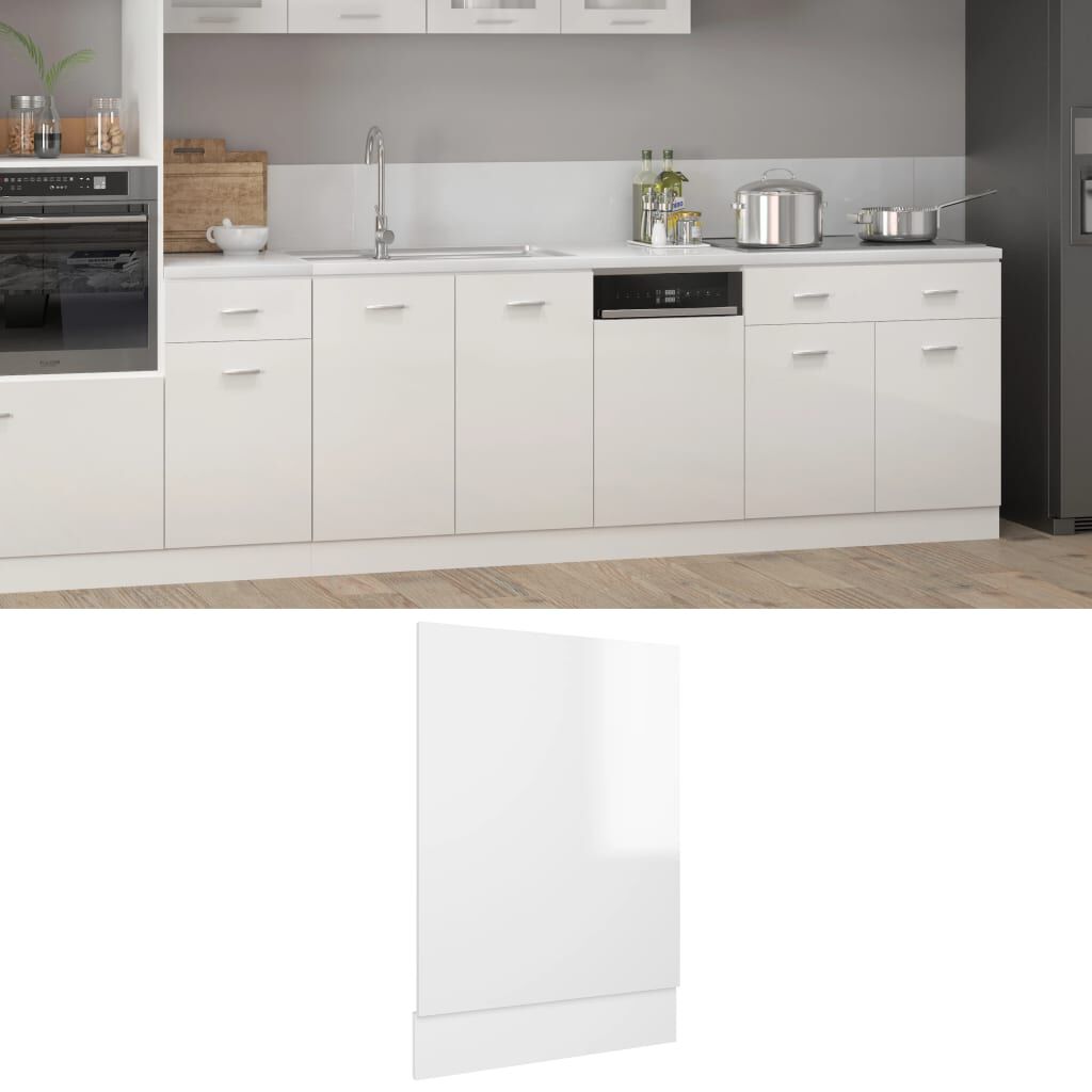 vidaXL Πρόσοψη Πλυντηρίου Πιάτων Lyon Γυαλ. Λευκό 45x3x67εκ.