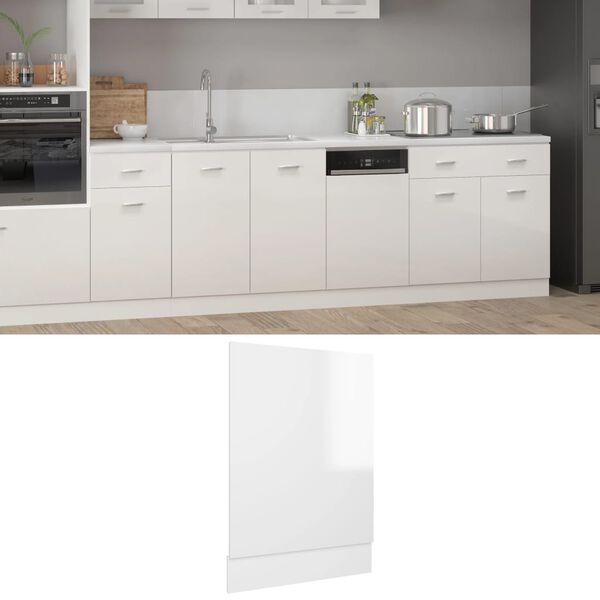 vidaXL Πρόσοψη Πλυντηρίου Πιάτων Lyon Γυαλ. Λευκό 45x3x67εκ.