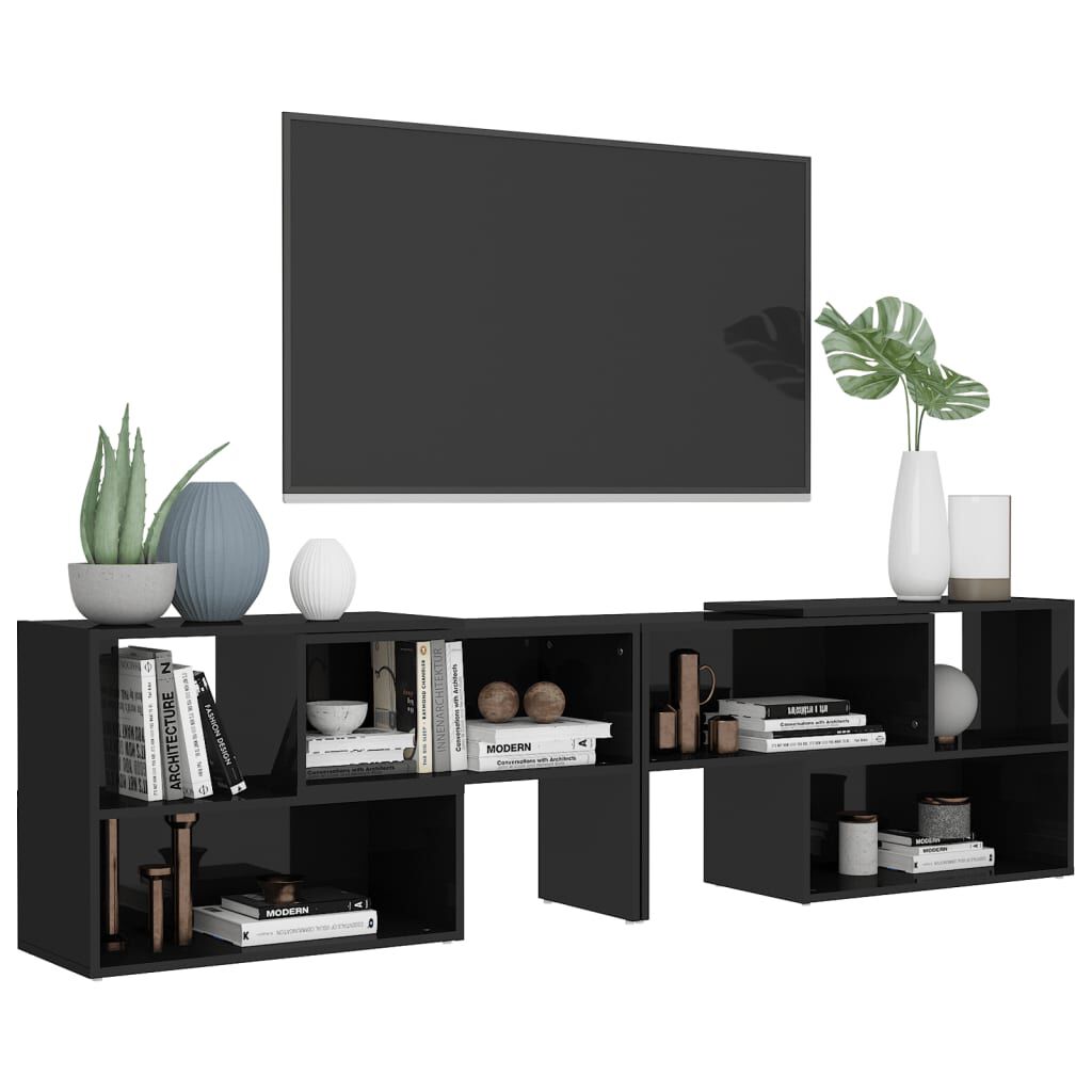 vidaXL Έπιπλο Τηλεόρασης Γυαλιστερό Μαύρο 149x30x52 εκ. Επεξ. Ξύλο