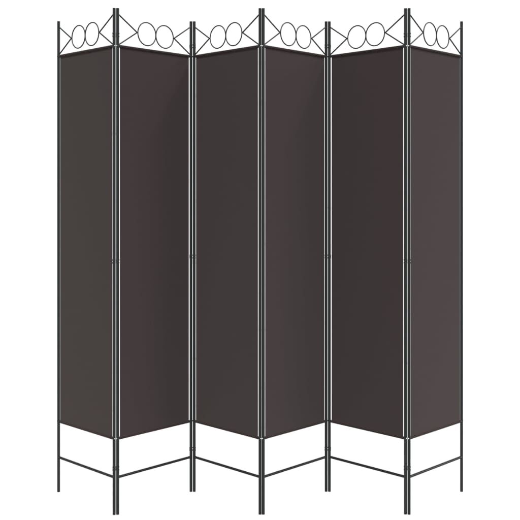 vidaXL Διαχωριστικό Δωματίου με 6 Πάνελ Καφέ 240x200 εκ. από Ύφασμα