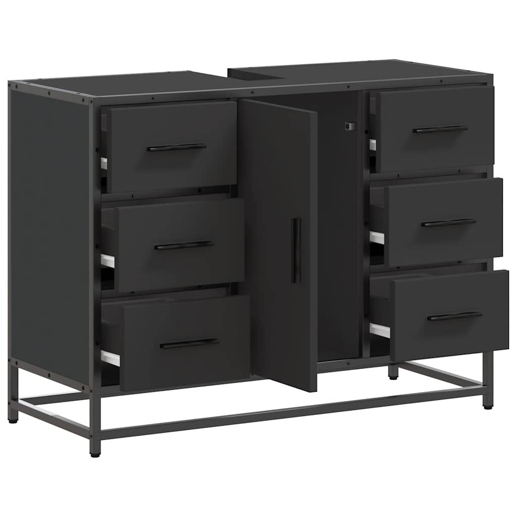vidaXL Ντουλάπι Μπάνιου Νιπτήρα Μαύρο 80 x 33 x 60 εκ. Επεξ. Ξύλο