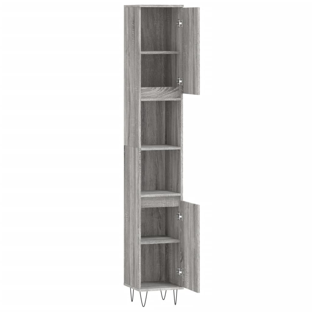 vidaXL Ντουλάπι Μπάνιου Γκρι Sonoma 30x30x190 εκ. Επεξεργασμένο Ξύλο