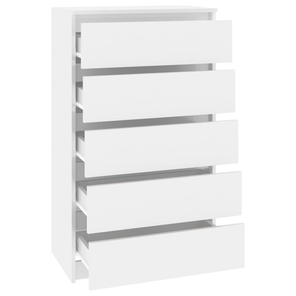 vidaXL Έπιπλο Συρταριών Γυαλ. Λευκό 60x36x103 εκ. Επεξεργασμένο Ξύλο