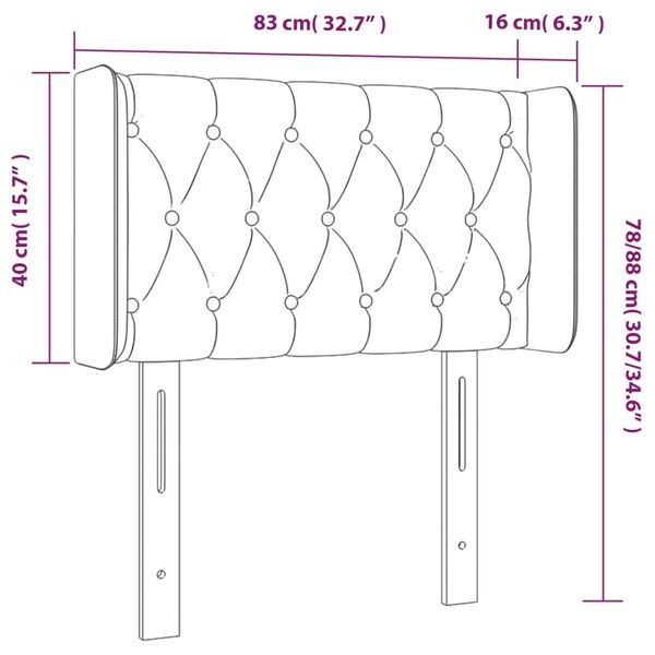 vidaXL Κεφαλάρι Κρεβατιού LED Σκούρο Γκρι 83x16x78/88 εκ. Βελούδινο