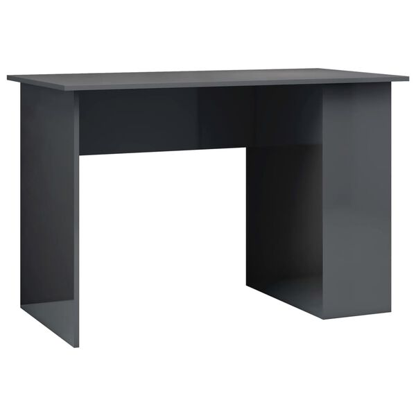 vidaXL Γραφείο Γυαλιστερό Γκρι 110 x 60 x 73 εκ. από Μοριοσανίδα
