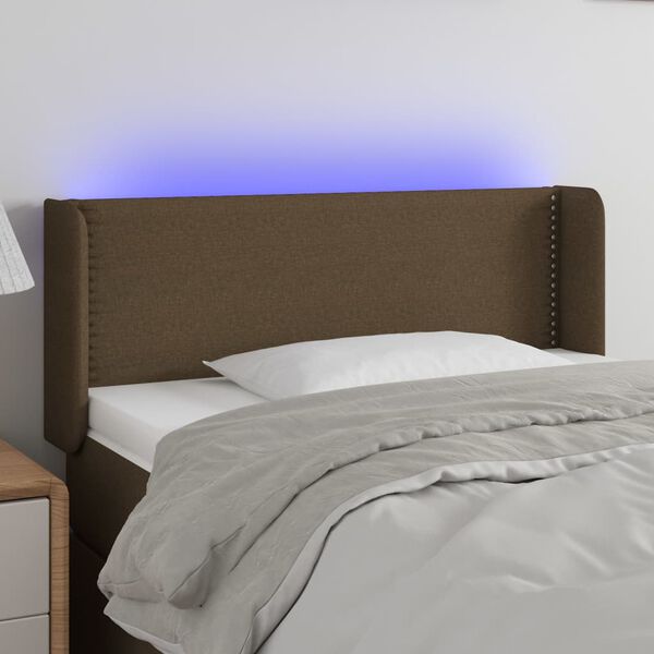 vidaXL Κεφαλάρι Κρεβατιού LED Σκούρο Καφέ 83x16x78/88 εκ. Υφασμάτινο