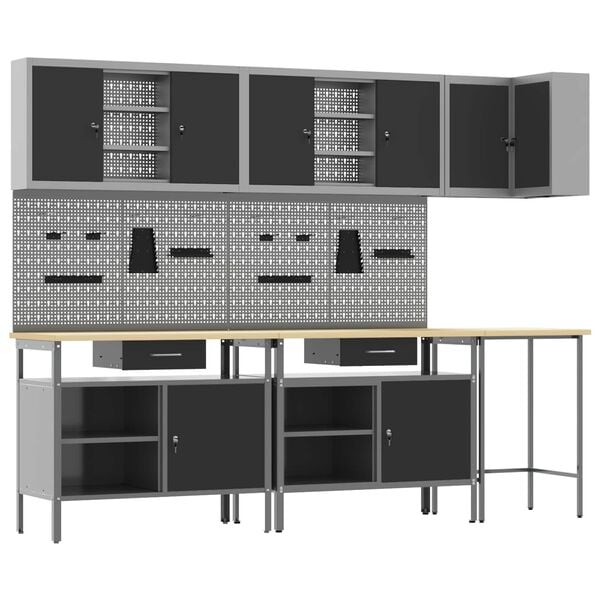 vidaXL &Sigma;&epsilon;&tau; &Nu;&tau;&omicron;&upsilon;&lambda;ά&pi;&alpha;&sigmaf; &Epsilon;&rho;&gamma;&alpha;&sigma;ί&alpha;&sigmaf; &mu;&epsilon; &sigma;&upsilon;&rho;&tau;ά&rho;&iota; &mu;&epsilon; &rho;ά&phi;&iota; 10 pcs &Mu;&alpha;ύ&rho;&omicron; &kappa;&alpha;&iota; &Gamma;&kappa;&rho;&iota;