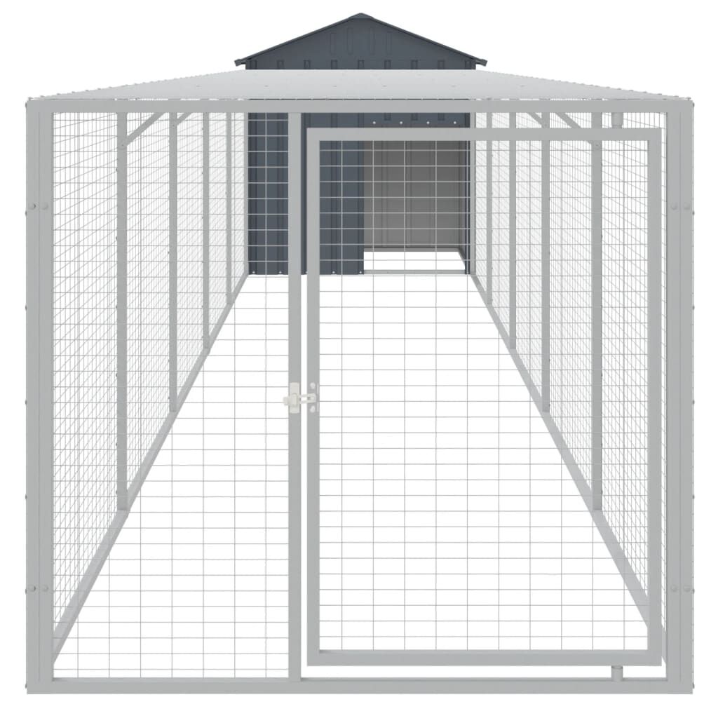 vidaXL Κοτέτσι με Περίβολο Ανθρακί 117x609x123 εκ. Γαλβαν. Χάλυβας