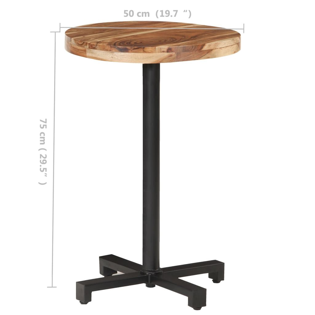 vidaXL Τραπέζι Bistro Στρογγυλό Ø50x75 εκ. από Μασίφ Ξύλο Ακακίας