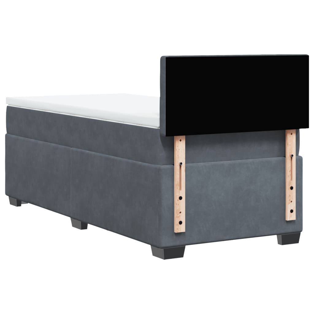 vidaXL Κρεβάτι Boxspring με Στρώμα Σκούρο Γκρι 90x200 εκ. Βελούδινο
