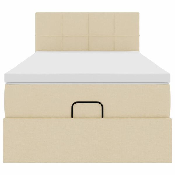 vidaXL Οθωμανικό κρεβάτι με στρώμα Cream 90x200cm ύφασμα
