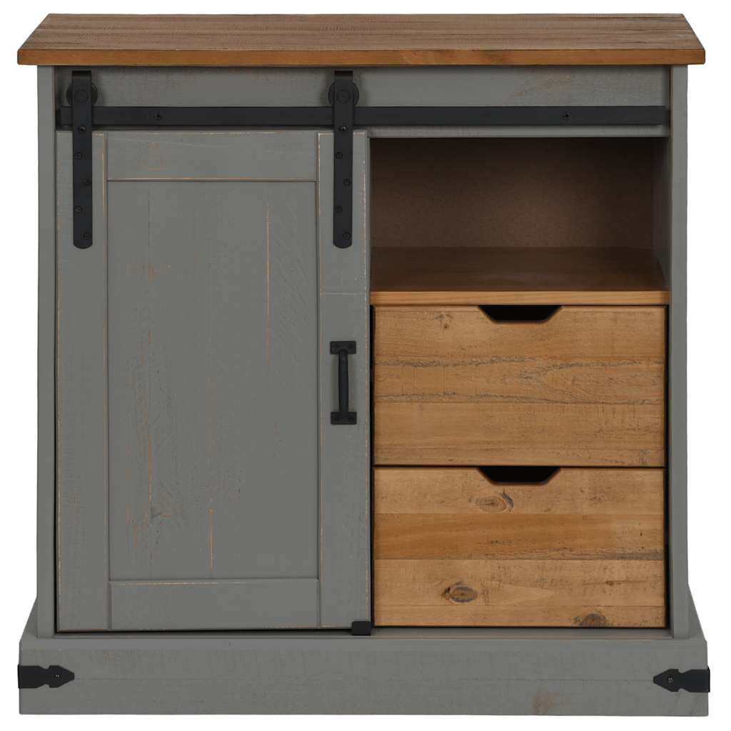 vidaXL Sideboard HALDEN με συρόμενη πόρτα γκρι 80x40x80 cm μασίφ ξύλο