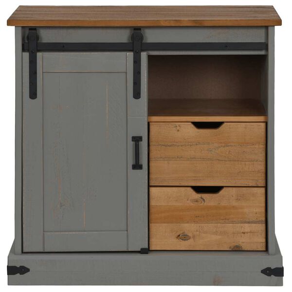vidaXL Sideboard HALDEN με συρόμενη πόρτα γκρι 80x40x80 cm μασίφ ξύλο