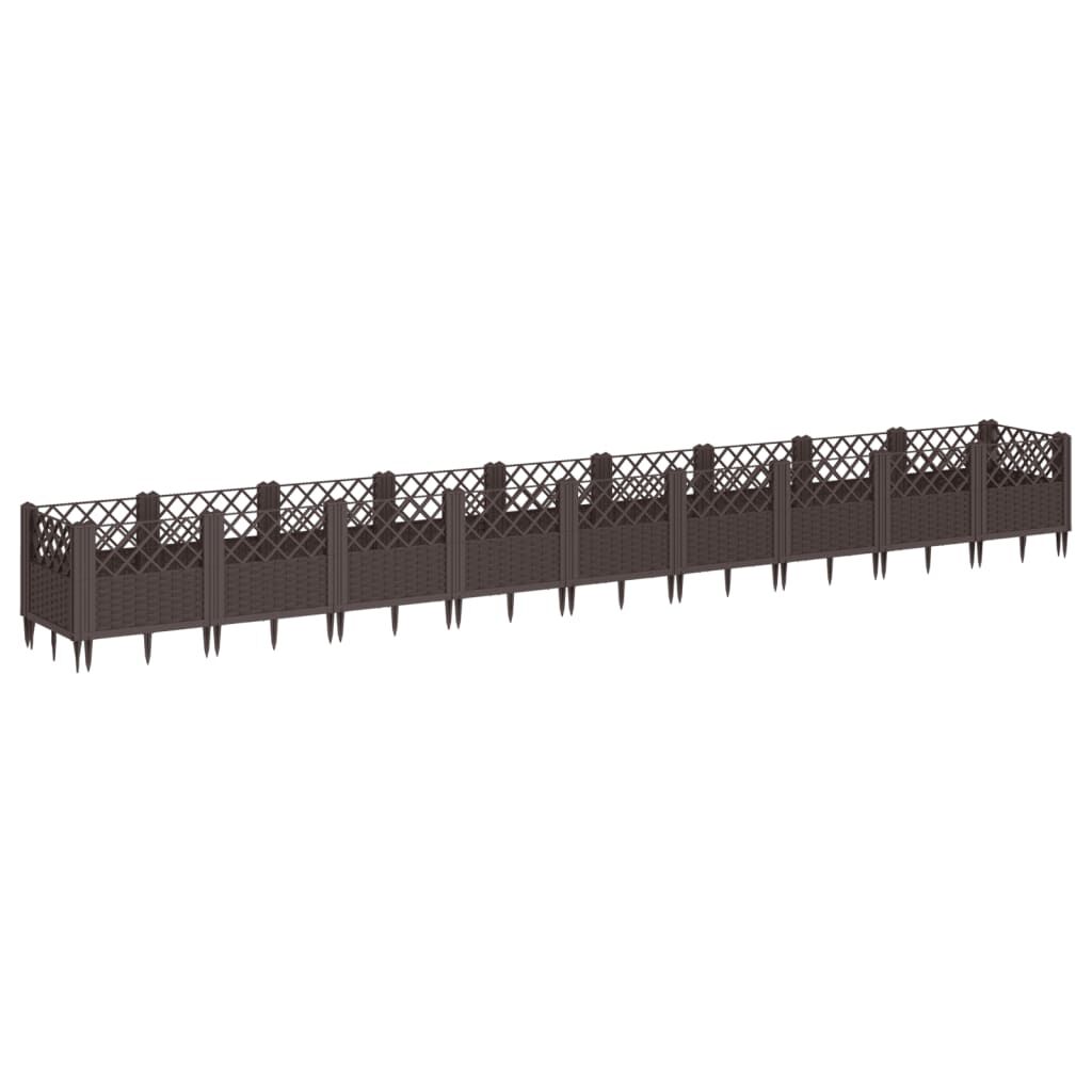 vidaXL Ζαρντινιέρα με Πασσάλους Καφέ 363,5x43,5x43,5εκ. Πολυπροπυλένιο