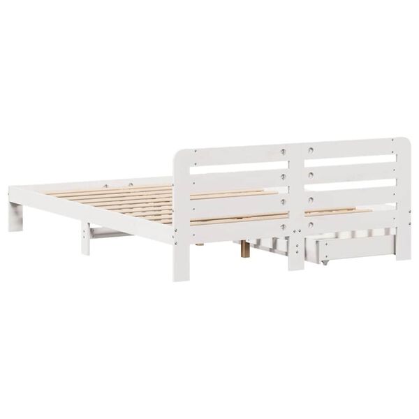 vidaXL Σκελετός Κρεβ. Χωρίς Στρώμα Λευκό 135x190 εκ Μασίφ Πεύκο