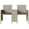 vidaXL Καναπές Κήπου Διθέσιος με Τραπέζι+Σκαμπό Αν. Γκρι Συνθ. Ρατάν