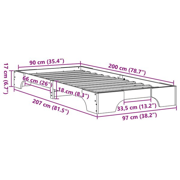 vidaXL Κρεβάτι 90x200 εκ. από Μασίφ Ξύλο Πεύκου