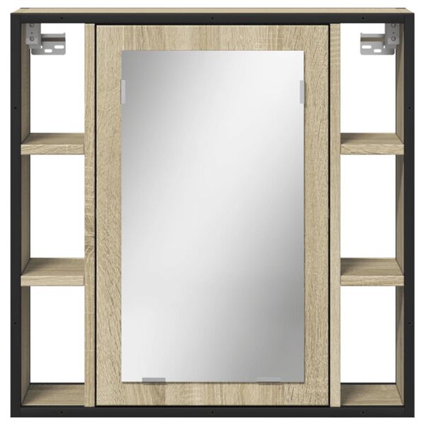 vidaXL Καθρέφτης Μπάνιου Ντουλάπι Sonoma Δρυς 60x16x60 εκ. Επεξ. Ξύλο