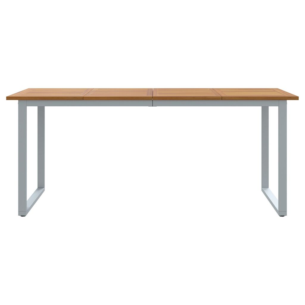 vidaXL Εξωτερικό Τραπέζι Φαγητού Γκρι 180x90x75 εκ Χάλυβας&Στερεό Ξύλο Ακακίας