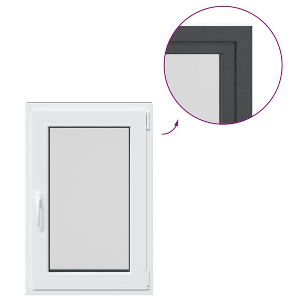 vidaXL Παράθυρο Υπογείου "RISOR" 60x80 εκ. Ανακλινόμενο & Περιστρεφόμενο DIN Αριστερό Ανθρακί