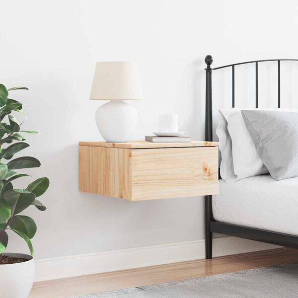 vidaXL Κομοδίνο με συρτάρι Καφέ 37 x 35 x 18,5 εκ Μασίφ ξύλο πεύκου