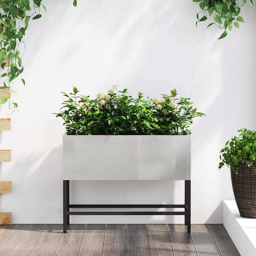 vidaXL Υψωμένη Γλάστρα Κήπου Ασημί 60 x 26 x 45 εκ Ανοξείδωτο ατσάλι