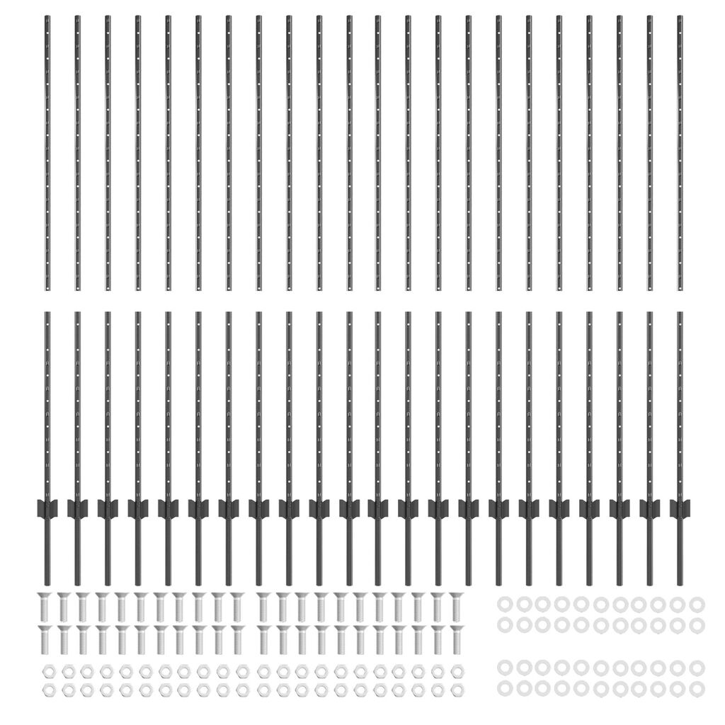 vidaXL Πό posts φράχτη 44 pcs Γκρι 200 cm Ατσάλι