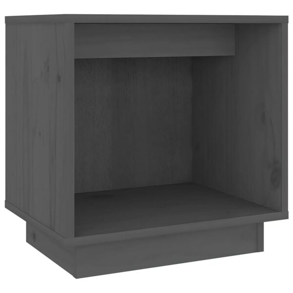 vidaXL Κομοδίνο Γκρι 40 x 30 x 40 εκ. από Μασίφ Ξύλο Πεύκου