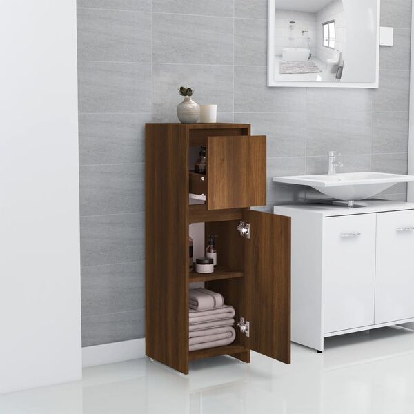 vidaXL Ντουλάπι Μπάνιου Καφέ Δρυς 30x30x95 εκ. Επεξεργασμένο Ξύλο