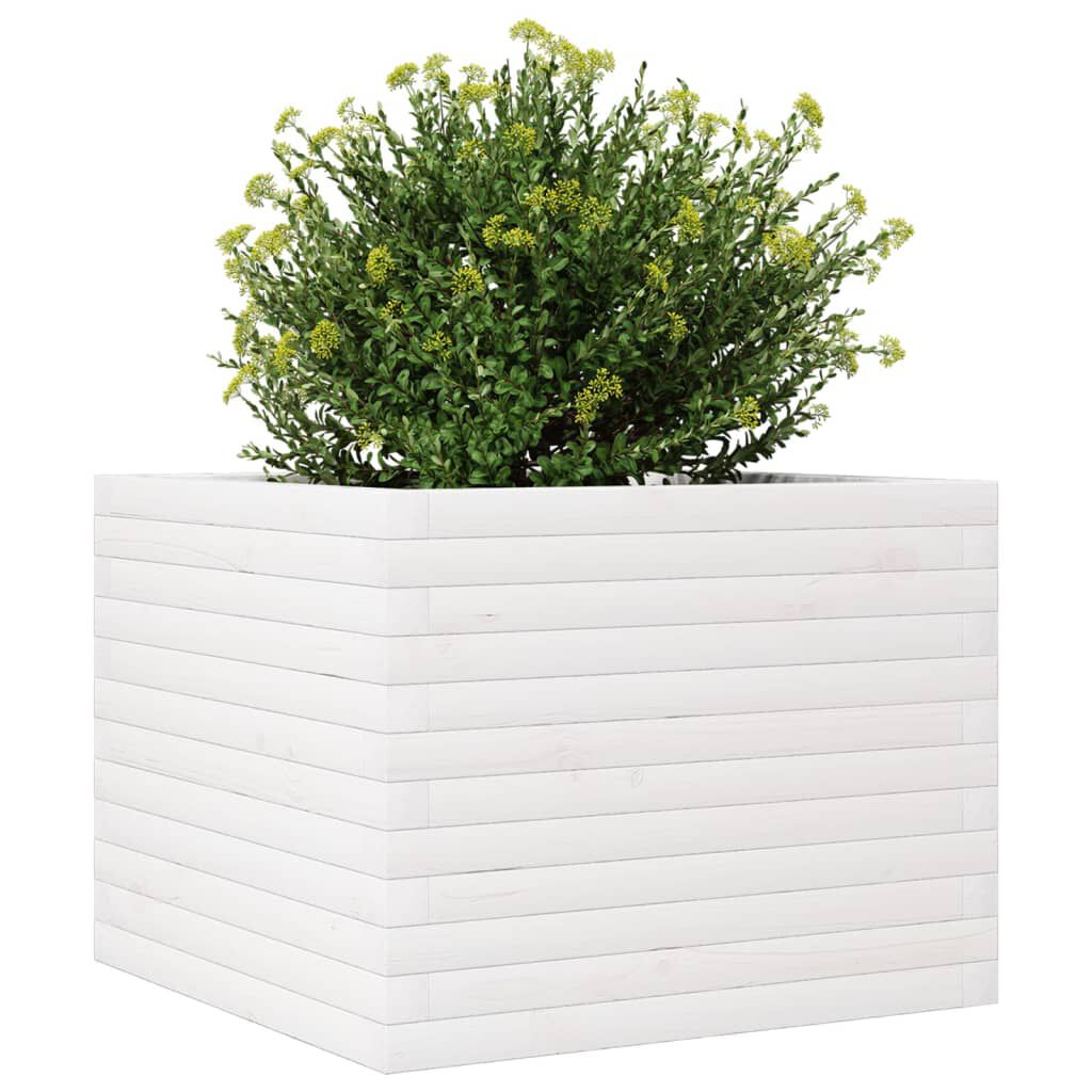 vidaXL Ζαρντινιέρα Κήπου Λευκή 60x60x46 εκ. από Μασίφ Ξύλο Πεύκου
